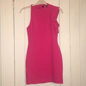 Ruffled shoulder mini cocktail dress